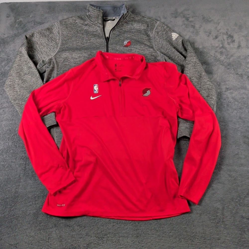 Lot Of 2 Portland Trailblazer Long Sleeve 1/4 Zip Pullovers Adidas/Nike. Size XL
